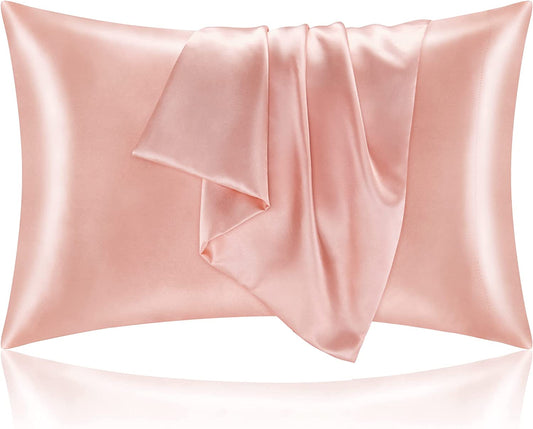 "Luxurious Satin Silk Pillowcase Set for Hair and Skin - Ultra Soft Coral Pillow Cases, Standard Size, Pack of 2 - Envelope Closure for a Dreamy Night's Sleep (20X26 Inches)"