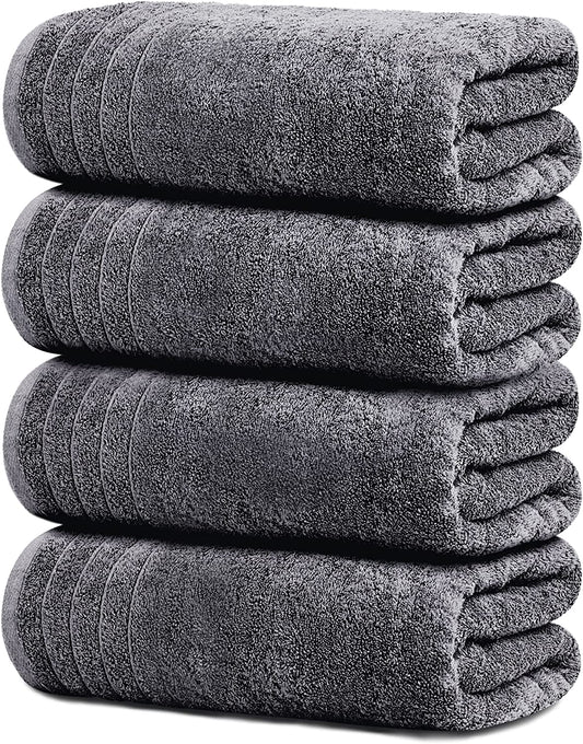 "Luxurious Oversized Bath Towels, Ultra Soft 100% Cotton, Extra Large 30 X 60 Inches, Lightweight and Quick-Drying, Highly Absorbent, Ideal for Your Bathroom (Set of 4 towels)